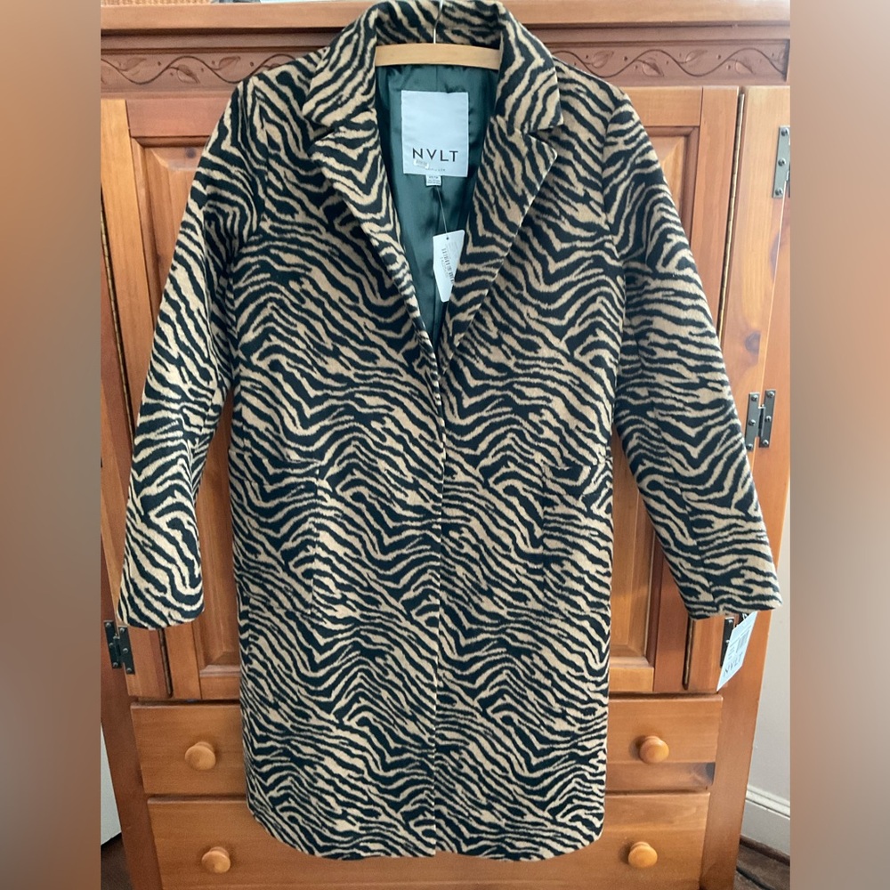 NVLT Tan and Black Zebra Teddy Coat